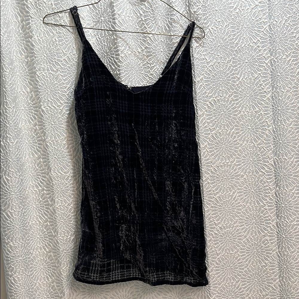 Black Velvet Plaid Cami Dress